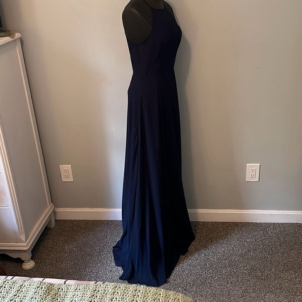 Lulus Women's Navy Blue Lined Sleeveless Halterneck Prom Long Dress Medium - Picture 7 of 10